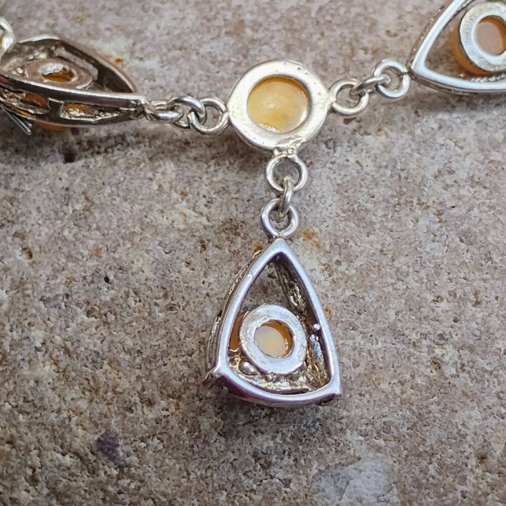 Vintage Baltic Yellow Egg Yolk Amber Sterling Silver Y-Drop Necklace 18" - Picture 7 of 9